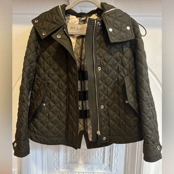 Burberry Brit Leightonbury Quilted Hooded Jacket XS EUC - Picture 1 of 6